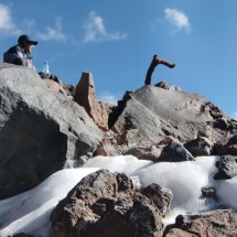 Wooden mark at 5,500 meters - The wood is probably from the Incas